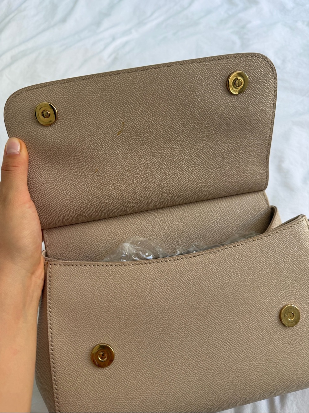 Dolce & Gabbana Taupe Leather Top-Handle Bag with Gold Hardware - Picture 5 of 7